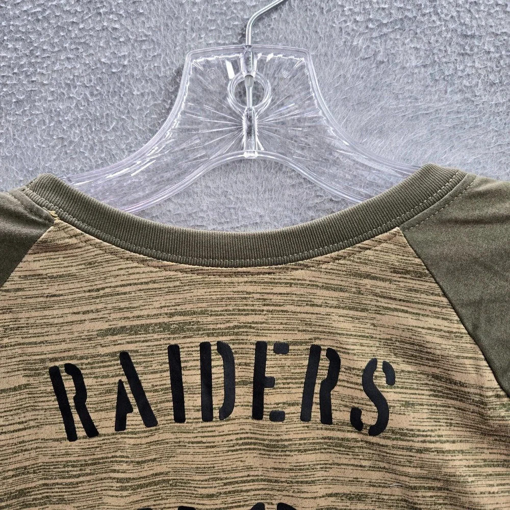 Oakland‎ Raiders Women Shirt M Green Nike US Army Football Dri Fit 3/4 Sleeve